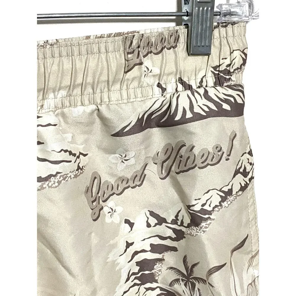 Surf Society Board Shorts Mens M Hawaiian AOP Tropical Swim Trunks Beach Resort